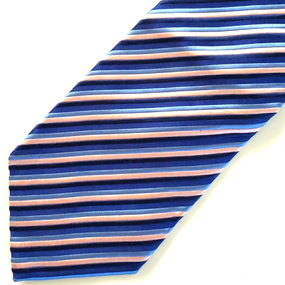 Charles Tyrwhitt silk necktie blue, pink and white striped